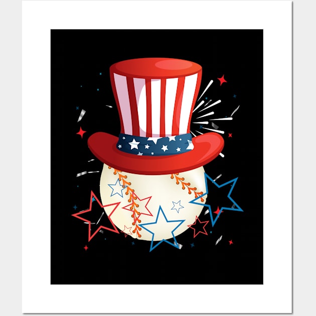 Funny 4th Of July 2021 Fourth Of July For Men's And Women's For 4th Of July Celebration Birthday Gift For Who Like And Loves Baseball Wall Art by dianoo